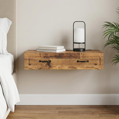 vidaXL Wall-Mounted Side Table Old Wood 87.5 x 34.5 x 17 cm