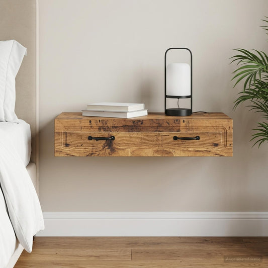 vidaXL Wall-Mounted Side Table Old Wood 87.5 x 34.5 x 17 cm