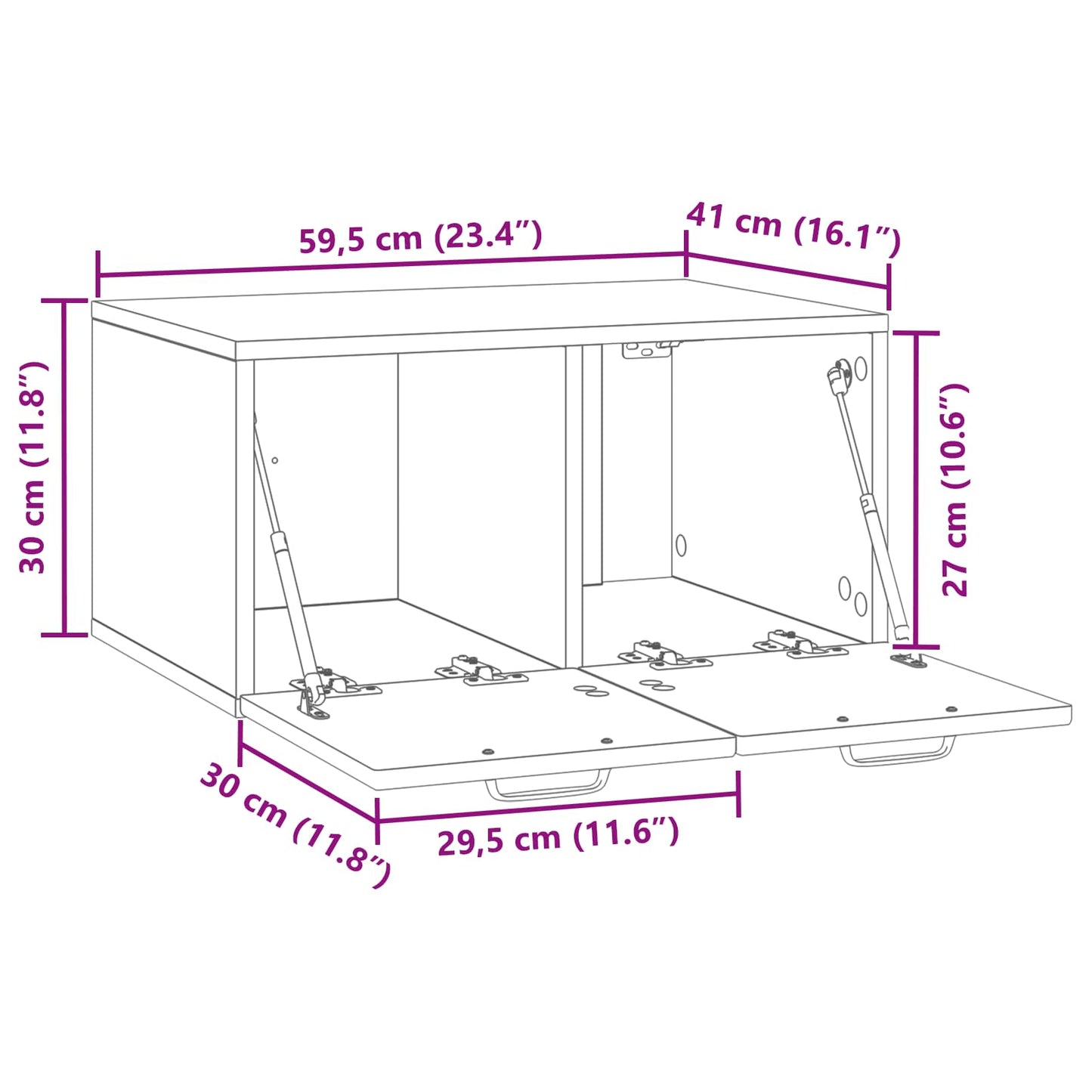 vidaXL Wall-Mounted TV Cabinet Wall-mounted Old Wood 59.5 x 41 x 30 cm