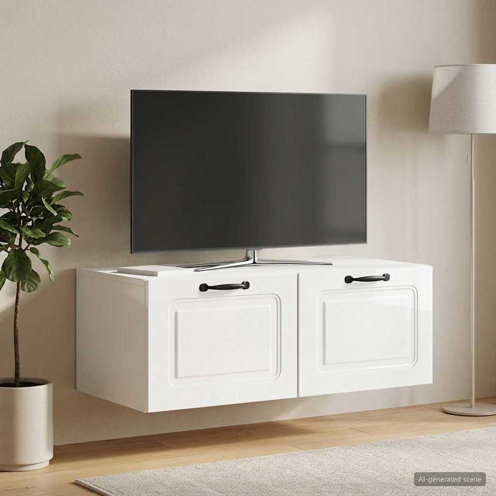 vidaXL Wall-Mounted TV Cabinet High Gloss White 78.5 x 41 x 30 cm