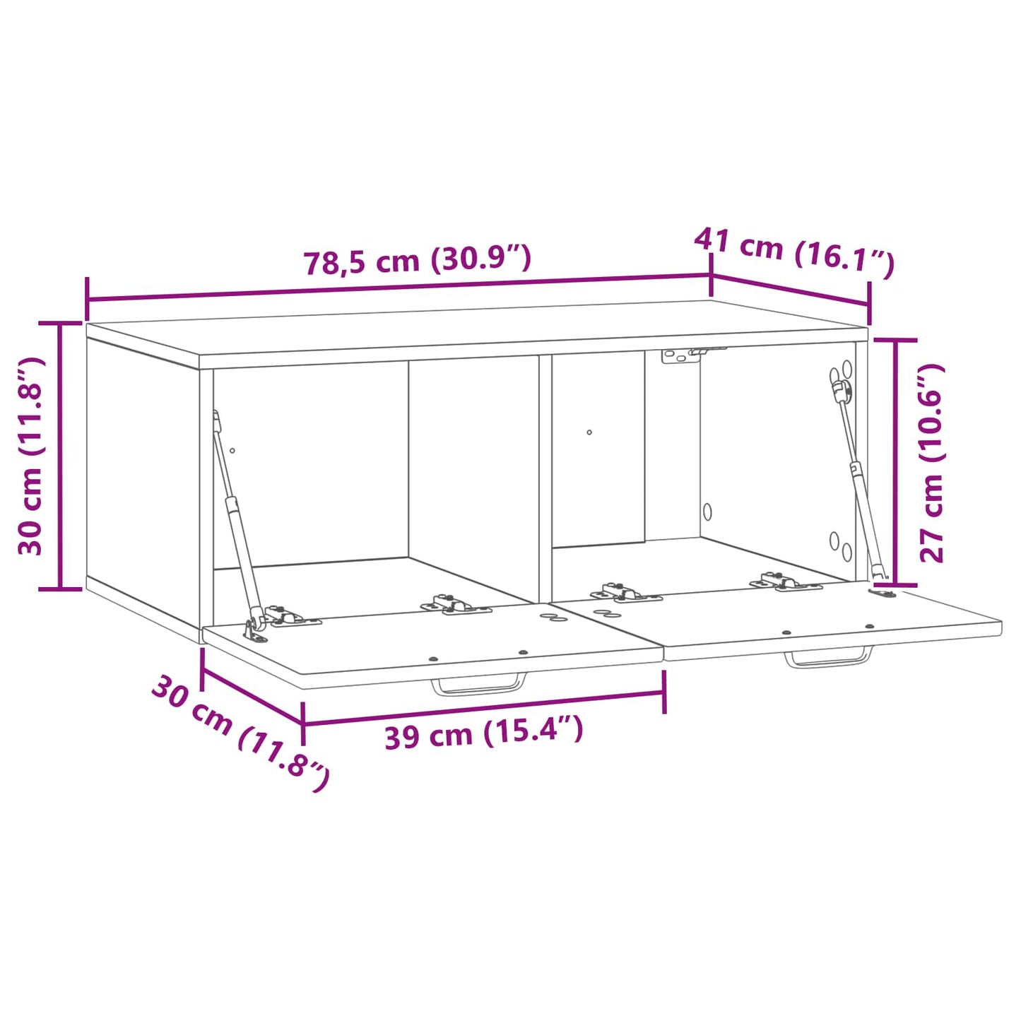 vidaXL Wall-Mounted TV Cabinet 78.5 x 41 x 30 cm Artisan Oak