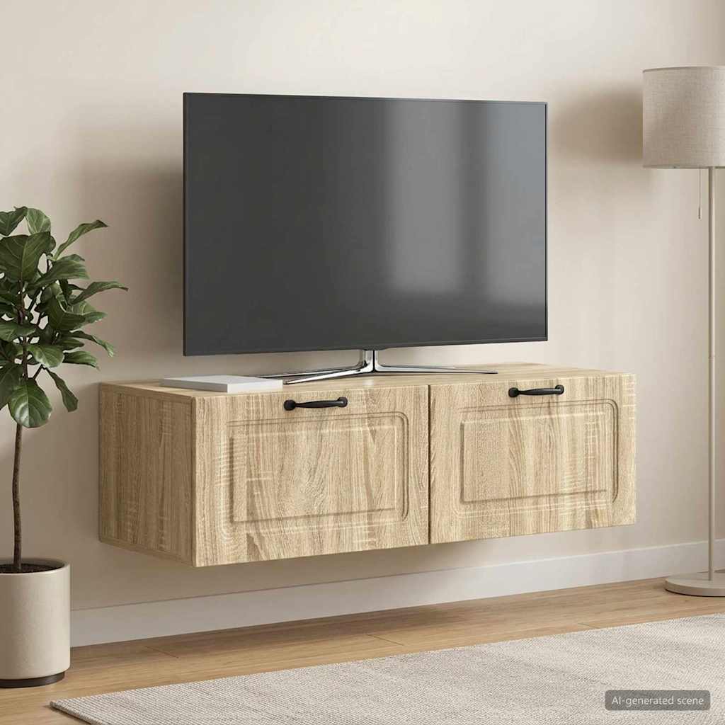 vidaXL Wall-Mounted TV Cabinet Wall-mounted Sonoma Oak 98 x 41 x 30 cm