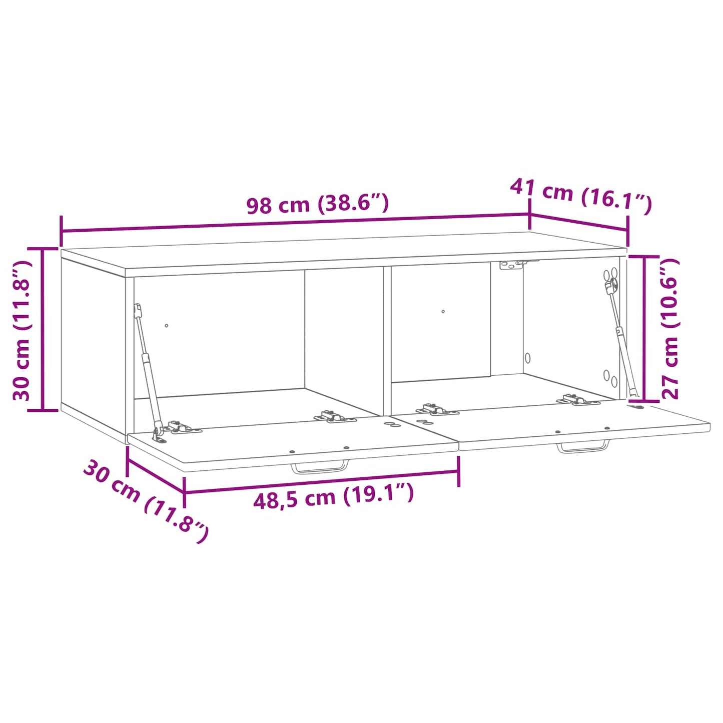 vidaXL Wall-Mounted TV Cabinet Wall-mounted Sonoma Oak 98 x 41 x 30 cm