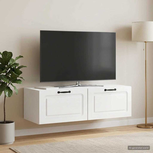 vidaXL Wall-Mounted TV Cabinet High Gloss White 98 x 41 x 30 cm