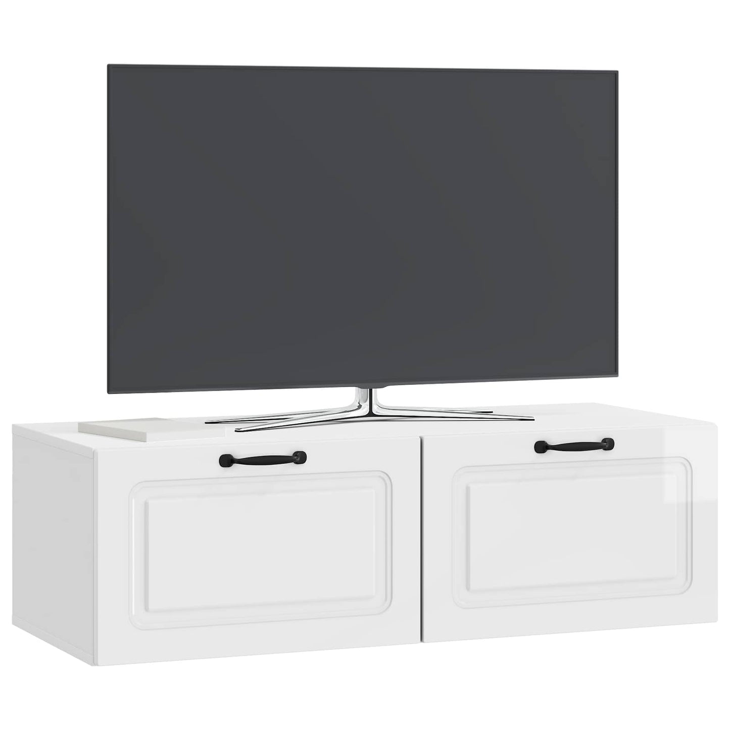 vidaXL Wall-Mounted TV Cabinet High Gloss White 98 x 41 x 30 cm