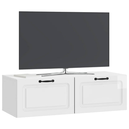 vidaXL Wall-Mounted TV Cabinet High Gloss White 98 x 41 x 30 cm