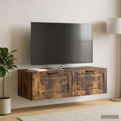vidaXL Wall-Mounted TV Cabinet Wall-mounted Smoked Oak 98 x 41 x 30 cm