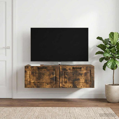 vidaXL Wall-Mounted TV Cabinet Wall-mounted Smoked Oak 98 x 41 x 30 cm