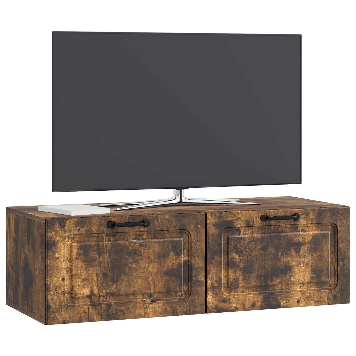 vidaXL Wall-Mounted TV Cabinet Wall-mounted Smoked Oak 98 x 41 x 30 cm