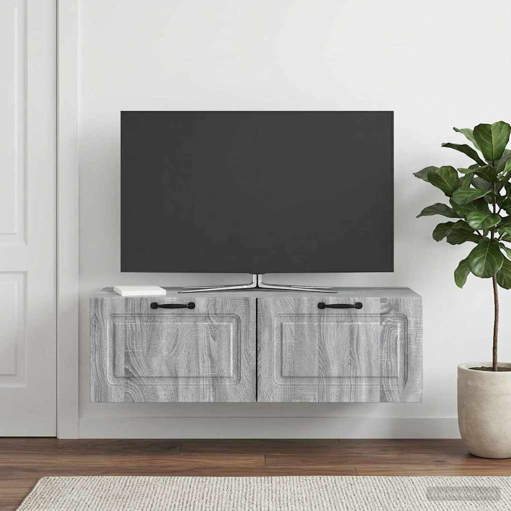vidaXL Wall-Mounted TV Cabinet Grey Sonoma 98 x 41 x 30 cm