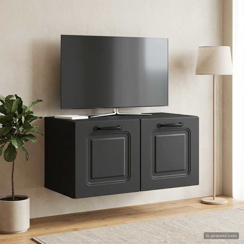 vidaXL Wall-Mounted TV Cabinet Black 59.5 x 31 x 30 cm Engineered Wood