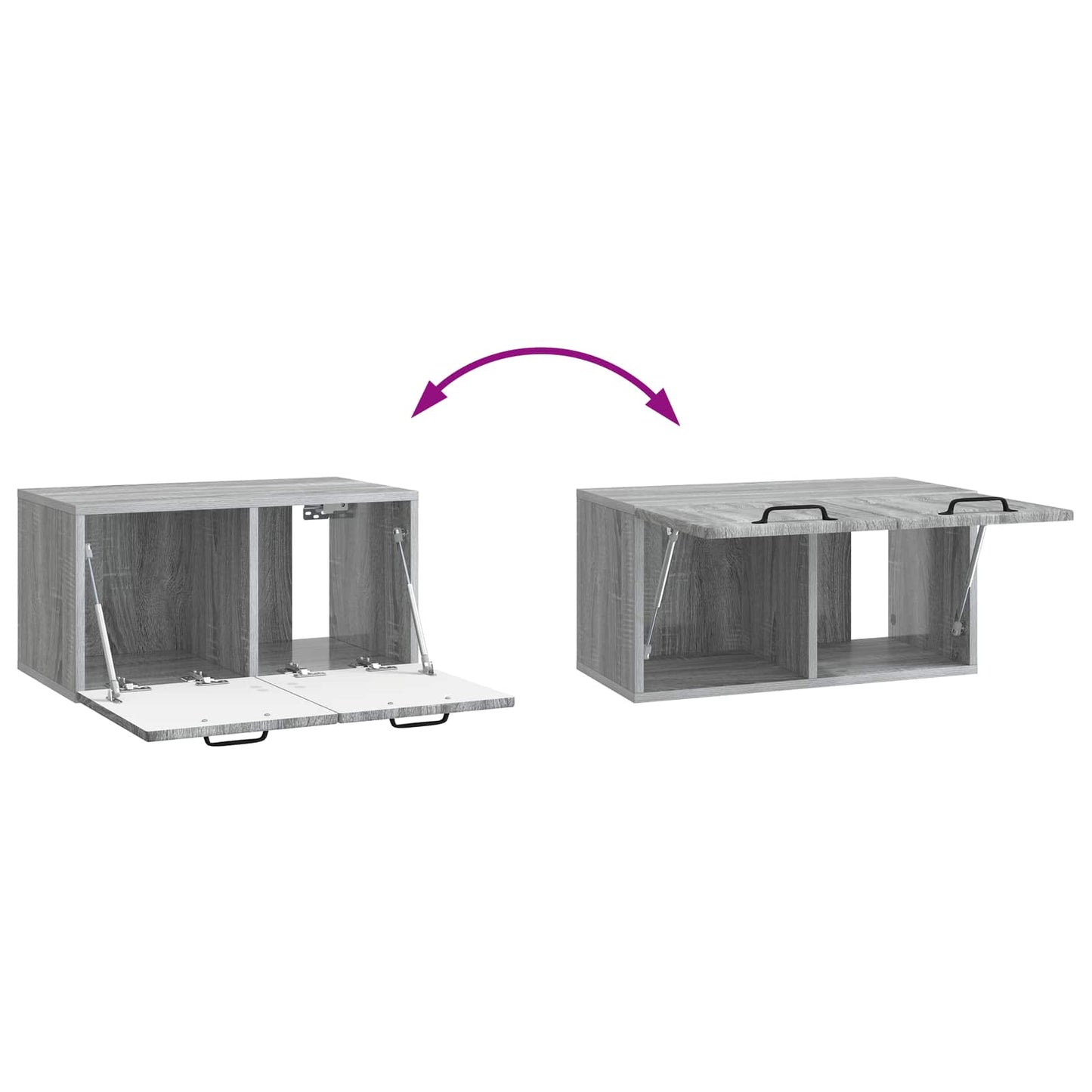 vidaXL Wall-Mounted TV Cabinet Grey Sonoma 59.5 x 31 x 30 cm