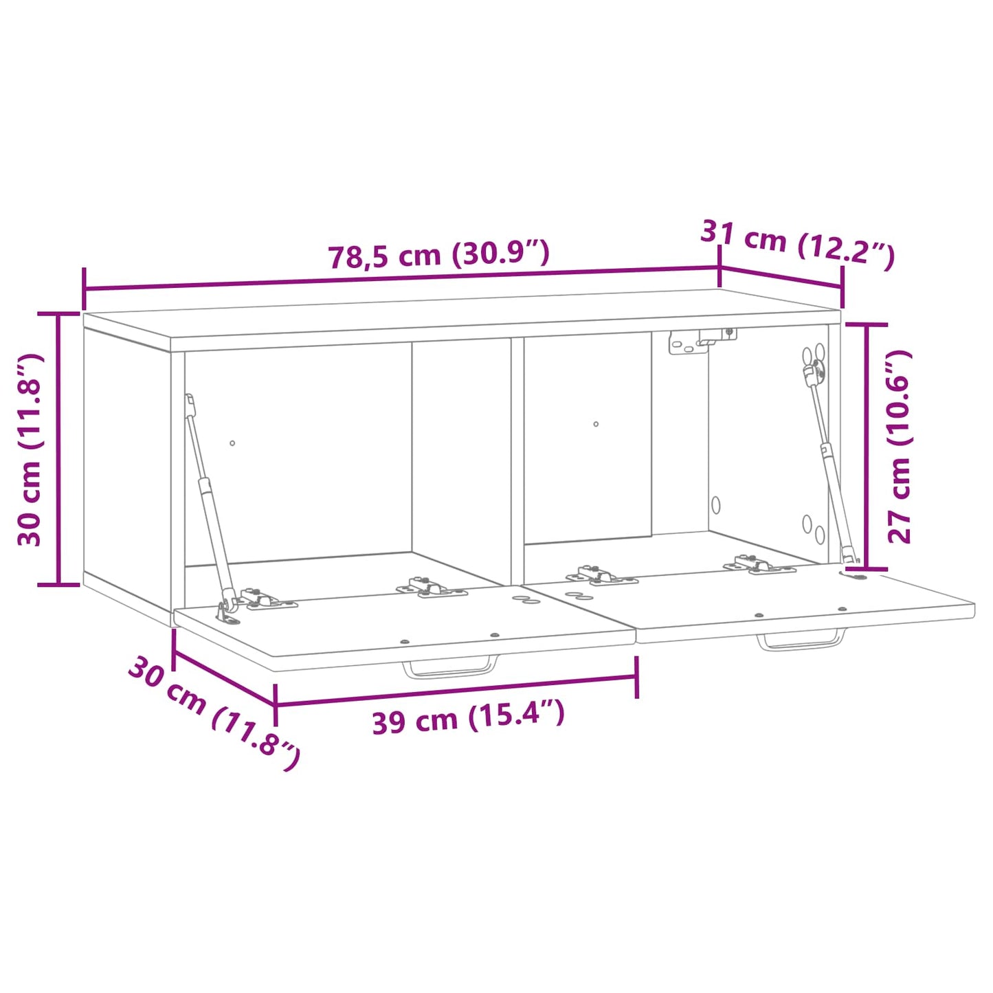 vidaXL Wall-Mounted TV Cabinet White 78.5 x 31 x 30 cm Engineered Wood