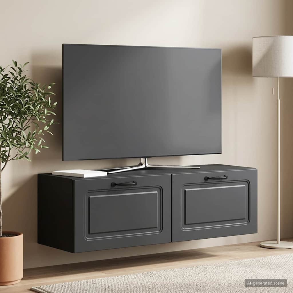vidaXL Wall-Mounted TV Cabinet Black 98 x 31 x 30 cm Engineered Wood