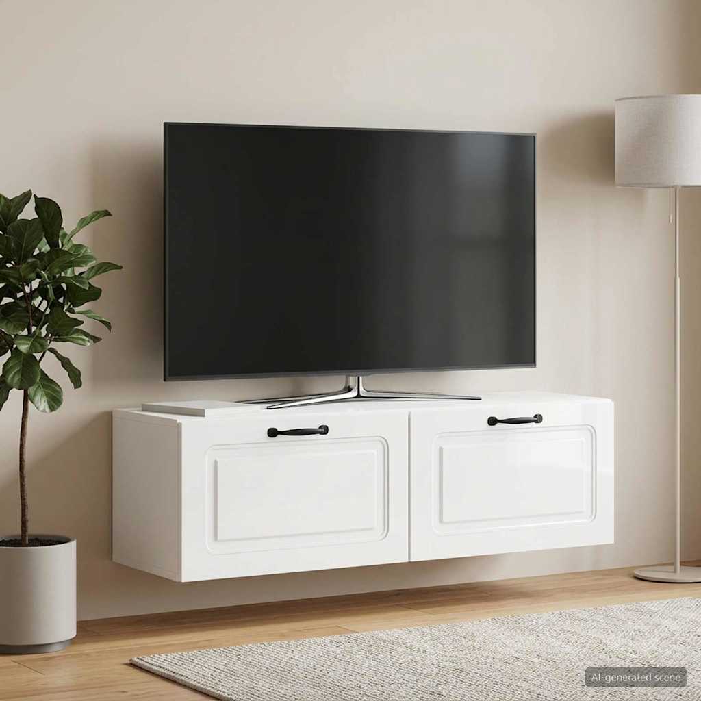 vidaXL Wall-Mounted TV Cabinet High Gloss White 98 x 31 x 30 cm