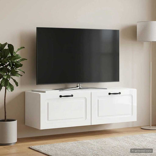 vidaXL Wall-Mounted TV Cabinet High Gloss White 98 x 31 x 30 cm