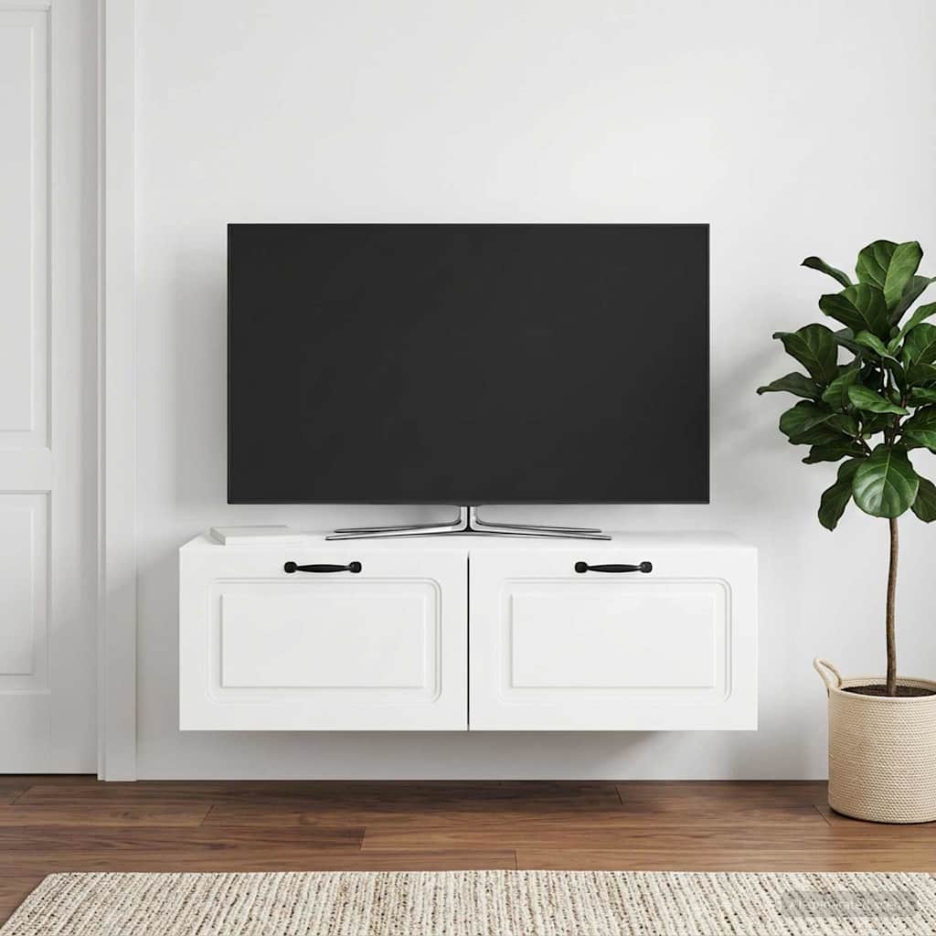 vidaXL Wall-Mounted TV Cabinet High Gloss White 98 x 31 x 30 cm