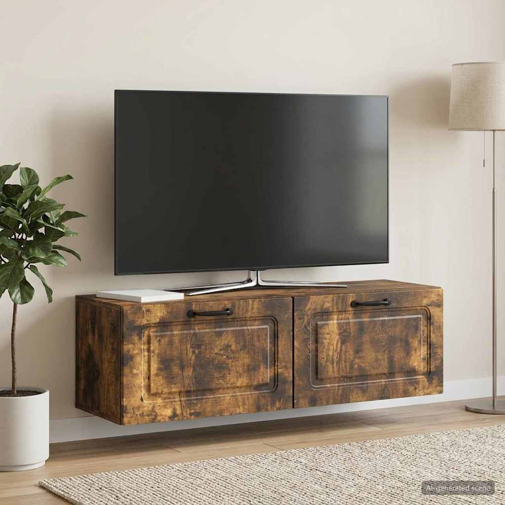 vidaXL Wall-Mounted TV Cabinet Wall-mounted Smoked Oak 98 x 31 x 30 cm