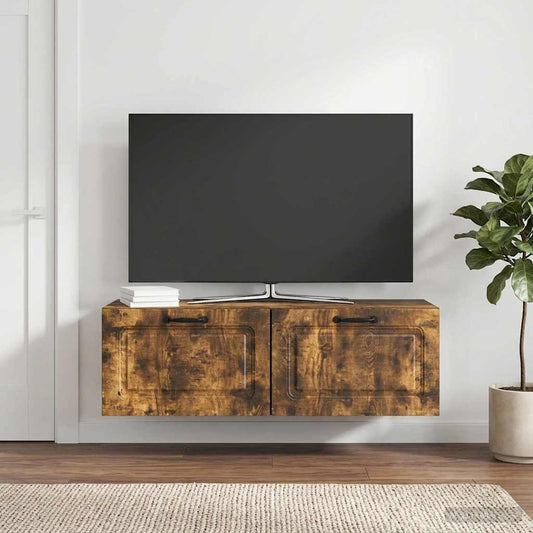 vidaXL Wall-Mounted TV Cabinet Wall-mounted Smoked Oak 98 x 31 x 30 cm