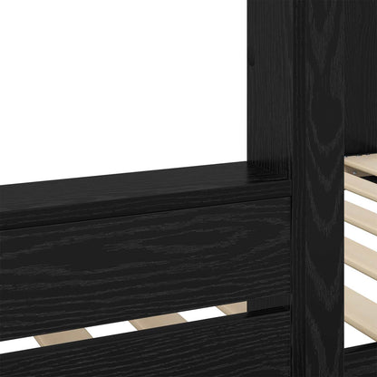 vidaXL Bunk Bed for Kids Black Oak 75 x 190 cm Engineered Wood