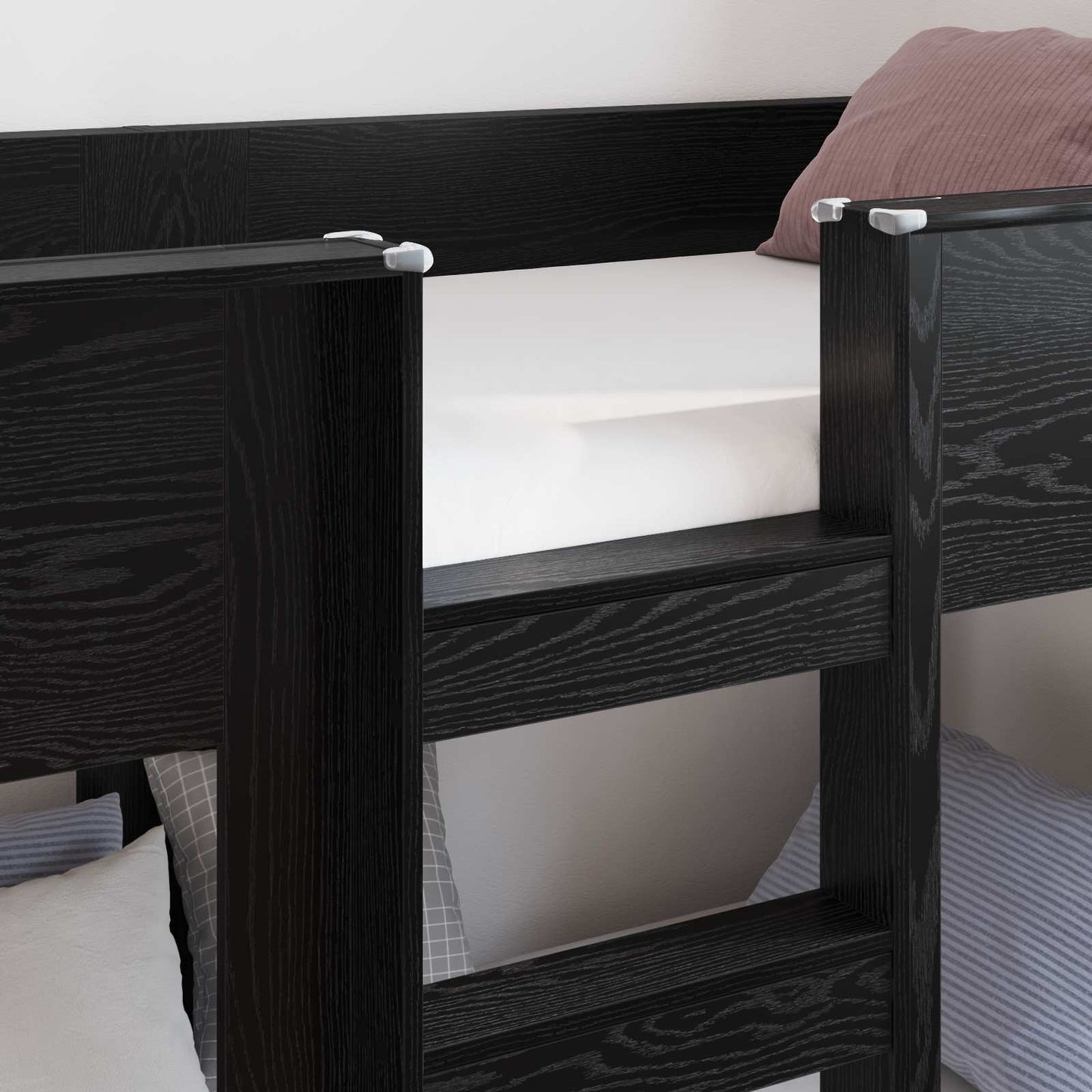 vidaXL Bunk Bed for Kids Black Oak 90 x 200 cm Engineered Wood