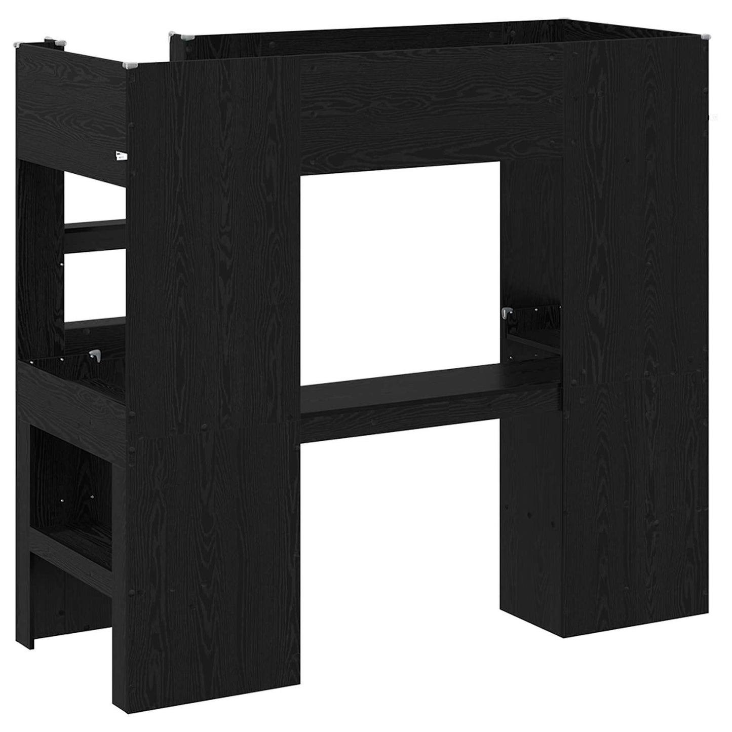 vidaXL Loft Bed Frame with Desk Black Oak 75 x 190 cm Engineered Wood