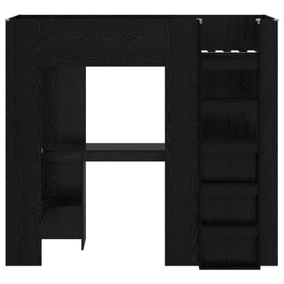 vidaXL Loft Bed Frame with Desk Black Oak 75 x 190 cm Engineered Wood