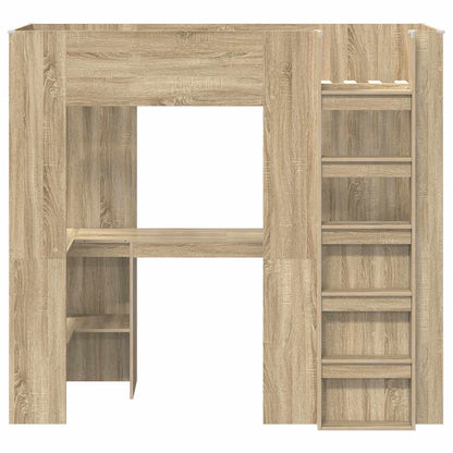 vidaXL Loft Bed Frame with Desk Sonoma Oak 75 x 190 cm Engineered Wood