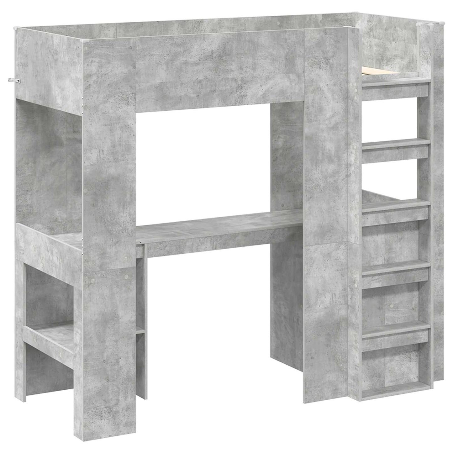 vidaXL Loft Bed Frame with Desk with Shelf Concrete Grey 75 x 190 cm