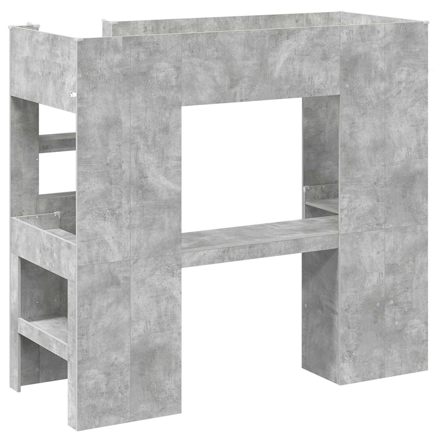 vidaXL Loft Bed Frame with Desk with Shelf Concrete Grey 75 x 190 cm