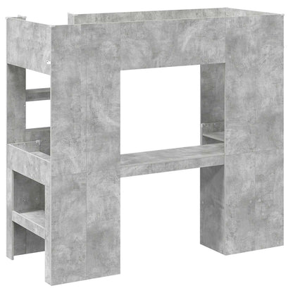 vidaXL Loft Bed Frame with Desk with Shelf Concrete Grey 75 x 190 cm