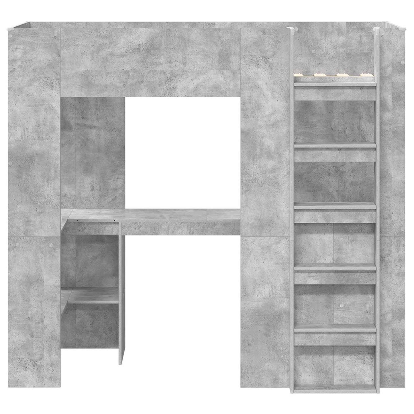 vidaXL Loft Bed Frame with Desk with Shelf Concrete Grey 75 x 190 cm