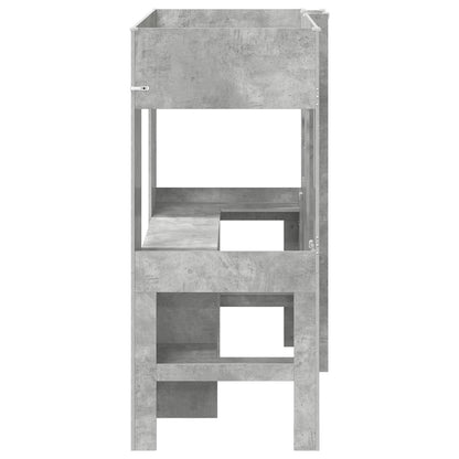 vidaXL Loft Bed Frame with Desk with Shelf Concrete Grey 75 x 190 cm