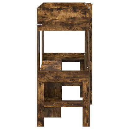 vidaXL Loft Bed Frame with Desk Smoked Oak 75 x 190 cm Engineered Wood