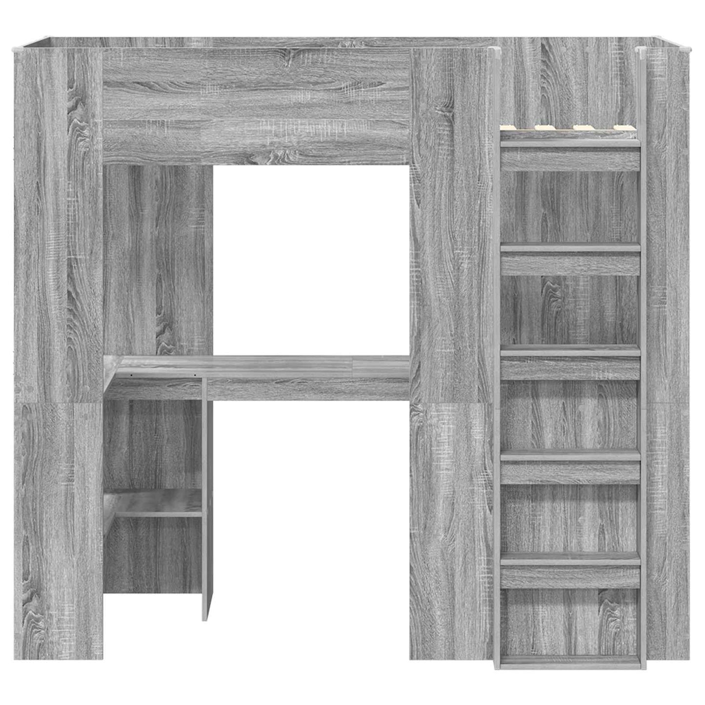 vidaXL Loft Bed Frame with Desk with Storage Grey Sonoma 75 x 190 cm
