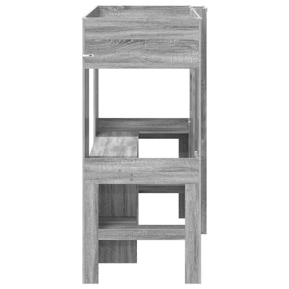 vidaXL Loft Bed Frame with Desk with Storage Grey Sonoma 75 x 190 cm