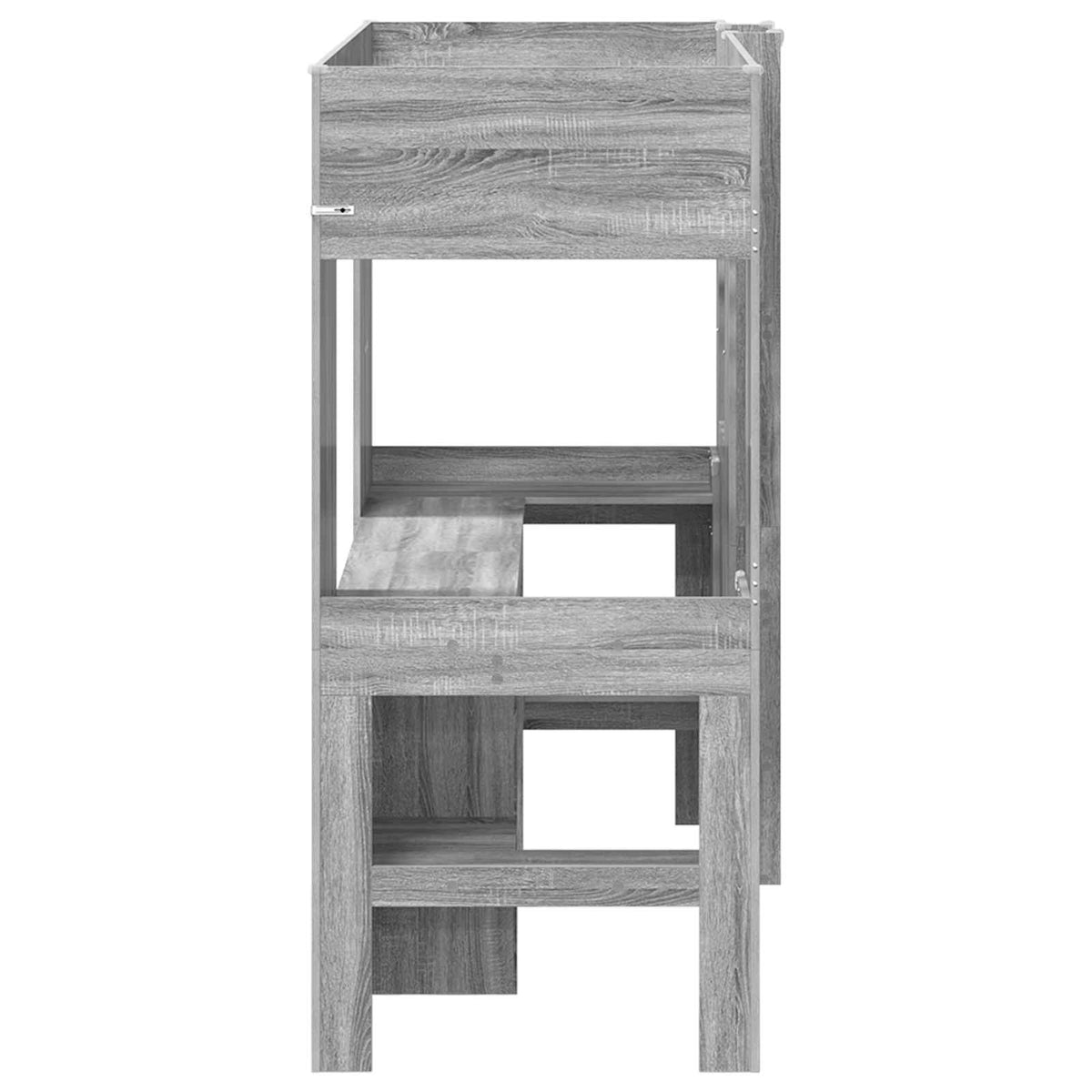 vidaXL Loft Bed Frame with Desk with Shelf Grey Sonoma 75 x 190 cm