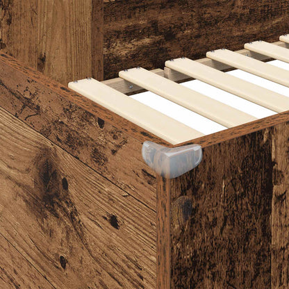 vidaXL Loft Bed Frame with Desk Old Wood 75 x 190 cm Engineered Wood
