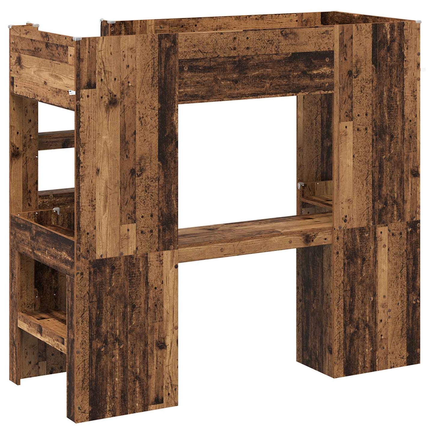 vidaXL Loft Bed Frame with Desk Old Wood 75 x 190 cm Engineered Wood