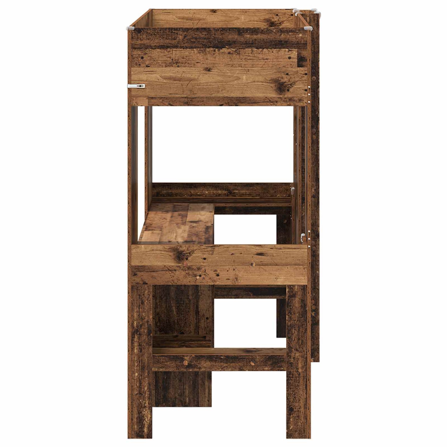 vidaXL Loft Bed Frame with Desk Old Wood 75 x 190 cm Engineered Wood