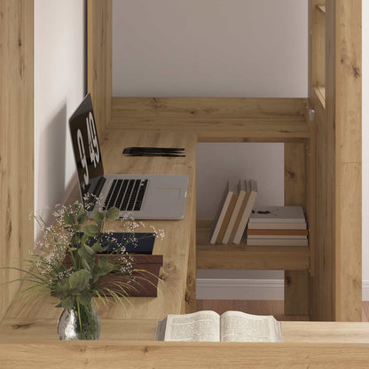 vidaXL Loft Bed Frame with Desk with Shelf Artisan Oak 75 x 190 cm
