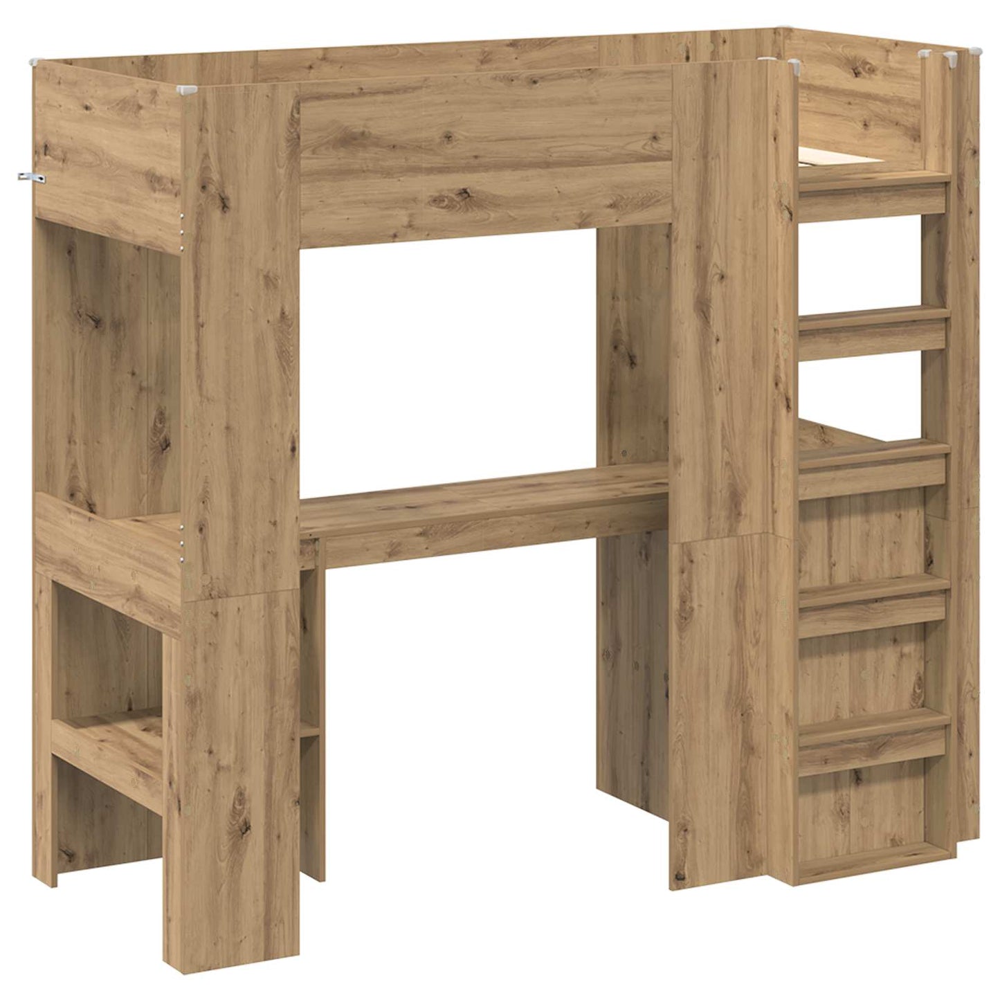 vidaXL Loft Bed Frame with Desk with Shelf Artisan Oak 75 x 190 cm