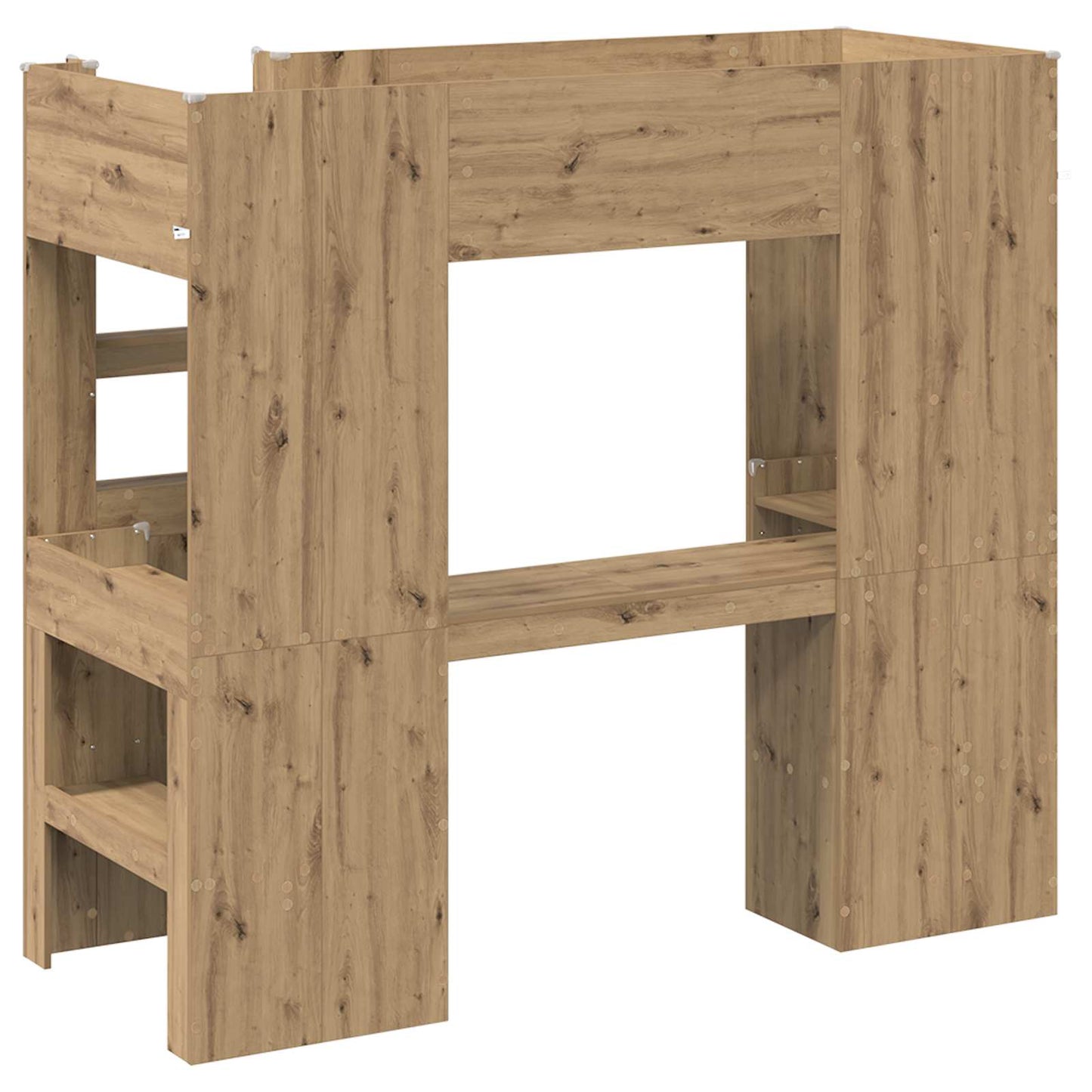 vidaXL Loft Bed Frame with Desk with Shelf Artisan Oak 75 x 190 cm