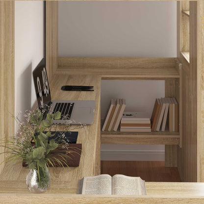 vidaXL Loft Bed Frame with Desk Sonoma Oak 90 x 190 cm Engineered Wood