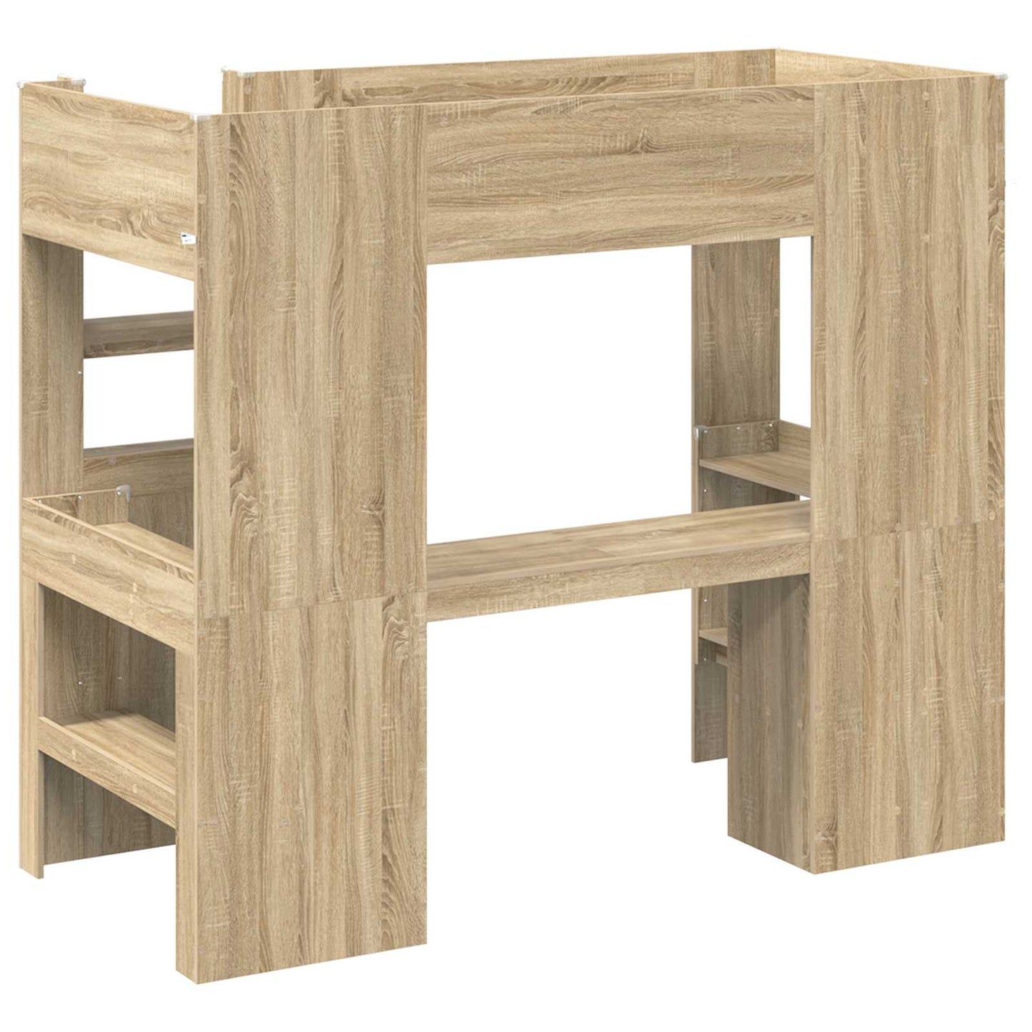 vidaXL Loft Bed Frame with Desk Sonoma Oak 90 x 190 cm Engineered Wood