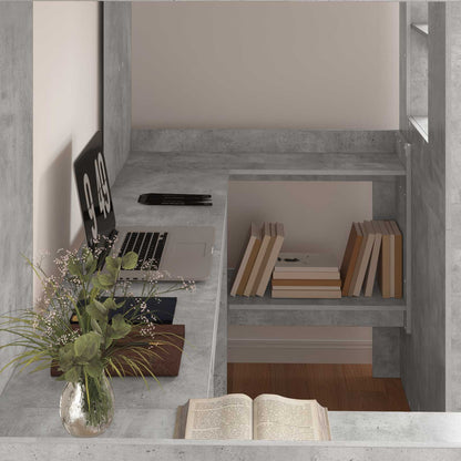 vidaXL Loft Bed Frame with Desk with Shelf Concrete Grey 90 x 190 cm