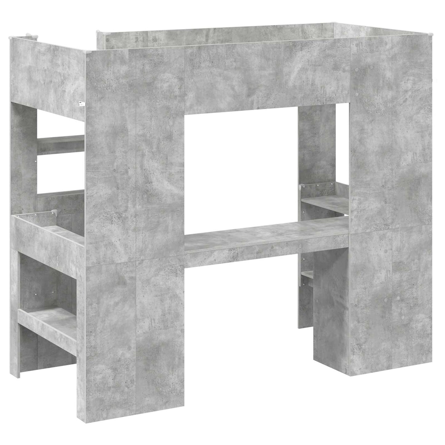 vidaXL Loft Bed Frame with Desk with Shelf Concrete Grey 90 x 190 cm