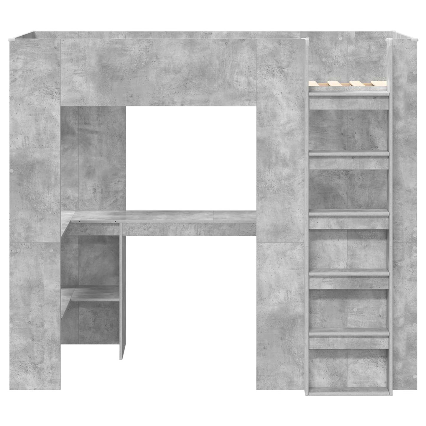 vidaXL Loft Bed Frame with Desk with Shelf Concrete Grey 90 x 190 cm