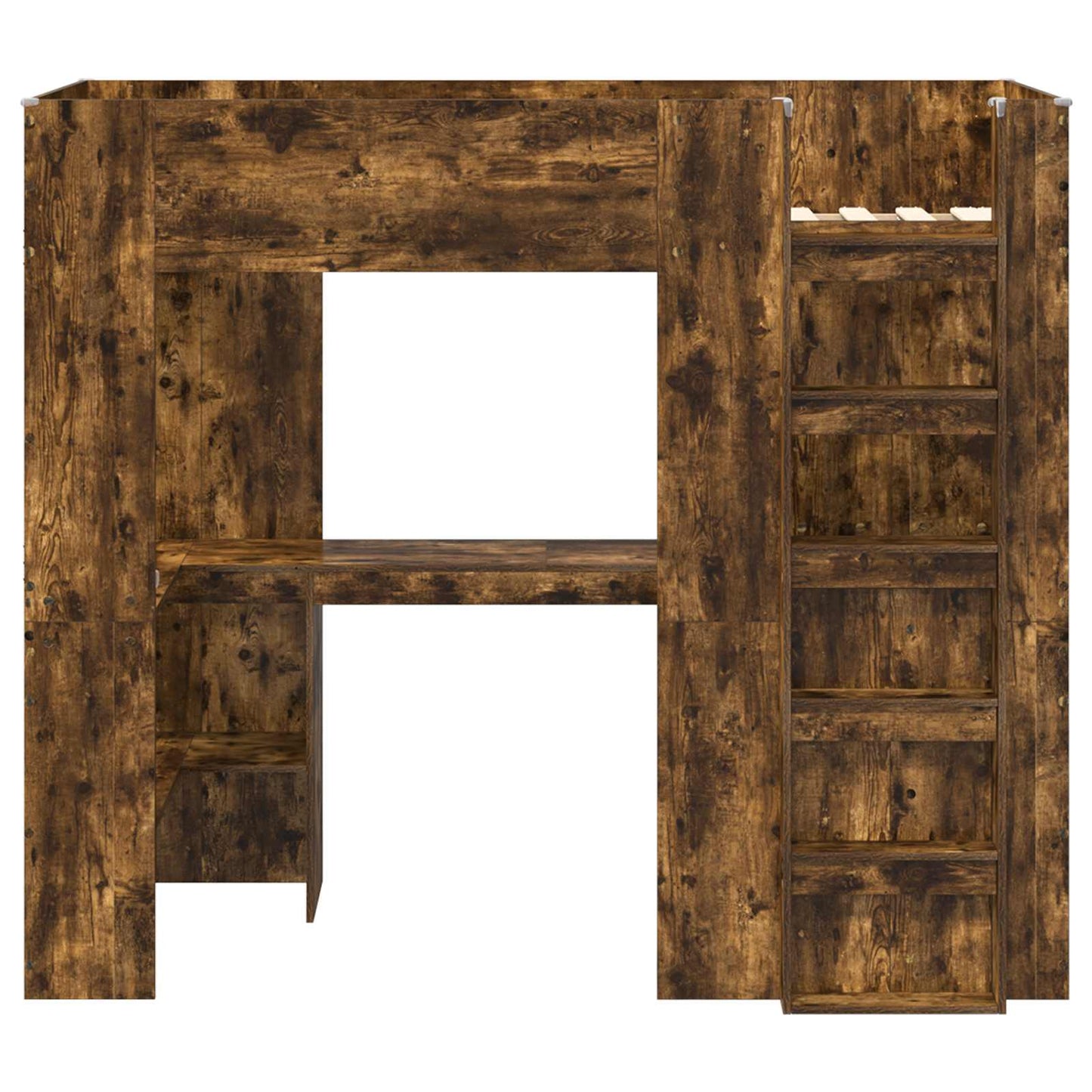 vidaXL Loft Bed Frame with Desk Smoked Oak 90 x 190 cm Engineered Wood