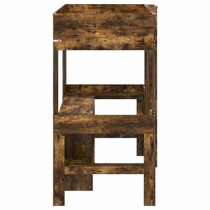vidaXL Loft Bed Frame with Desk Smoked Oak 90 x 190 cm Engineered Wood